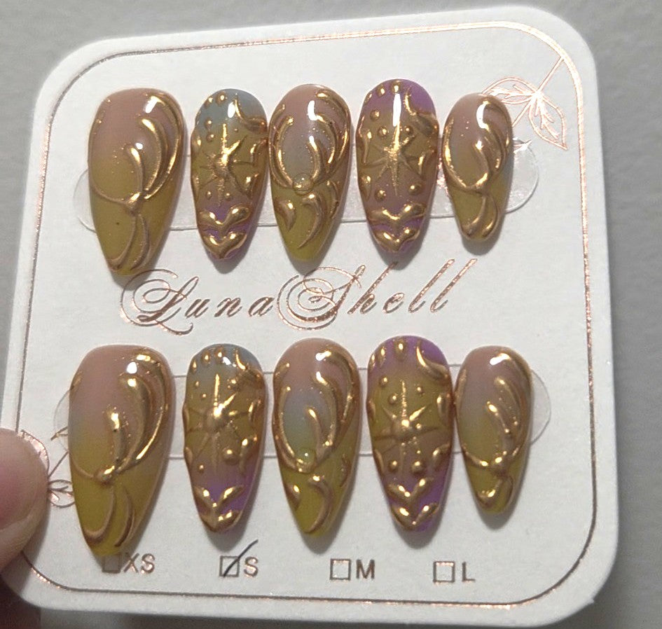 Golden Aura Press-On Nails