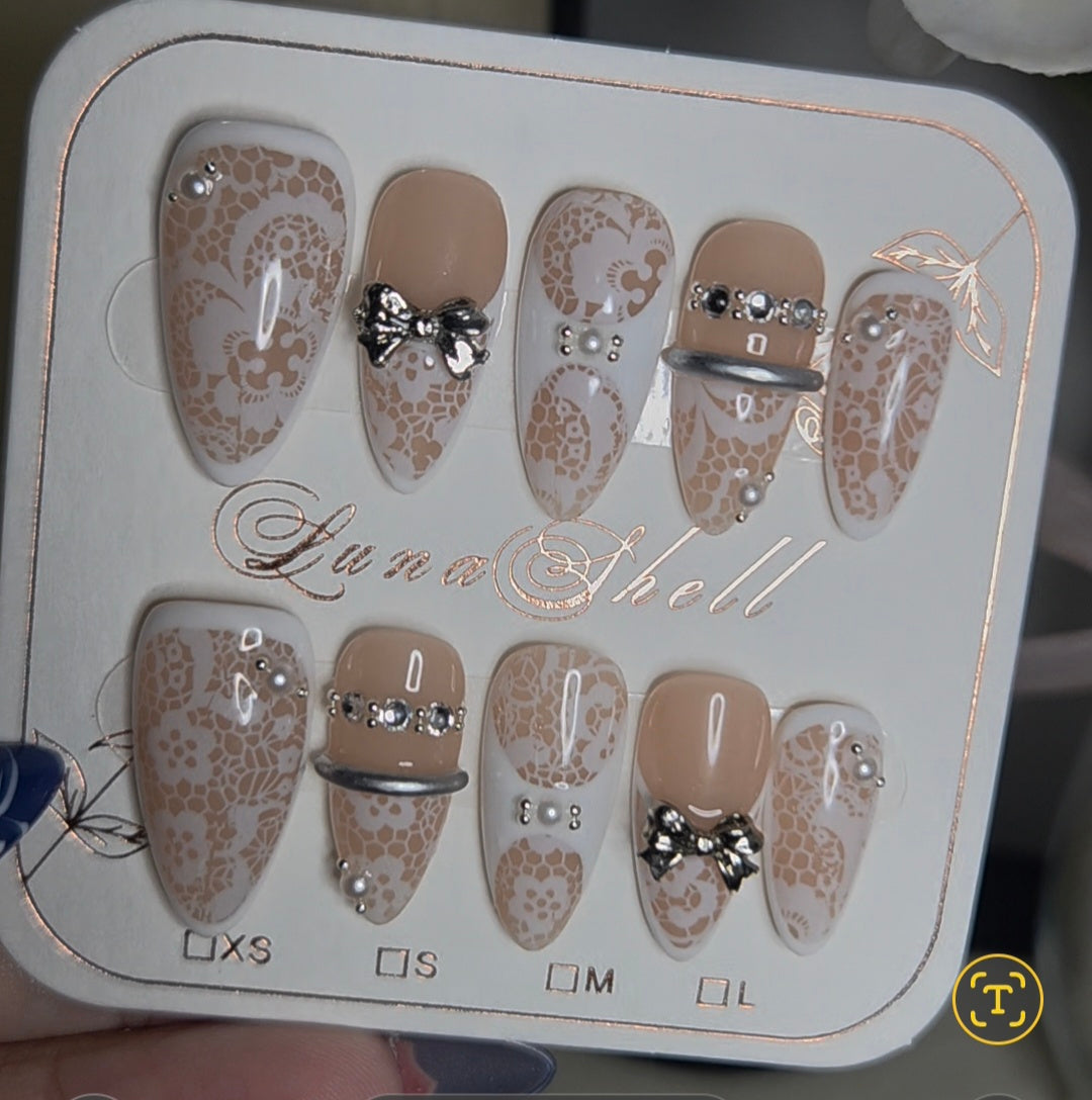 Heirloom Lace | Handmade Press-On Nails