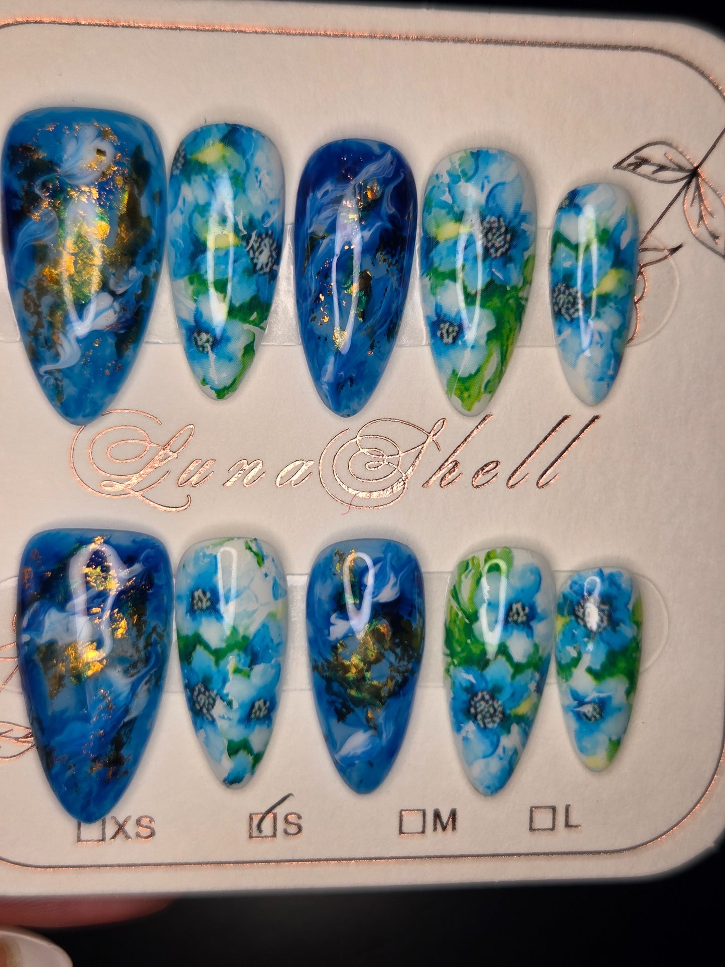 Sapphire Bloom Press-On Nails
