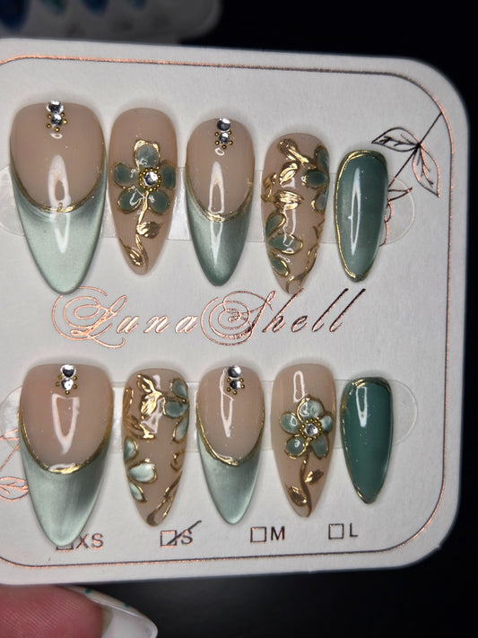 Jade Elegance Press-On Nails