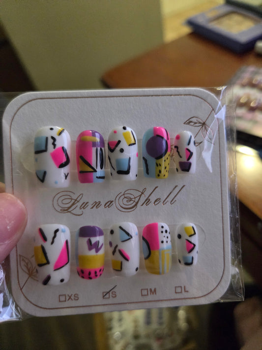 Abstract Retro Press-On Nails