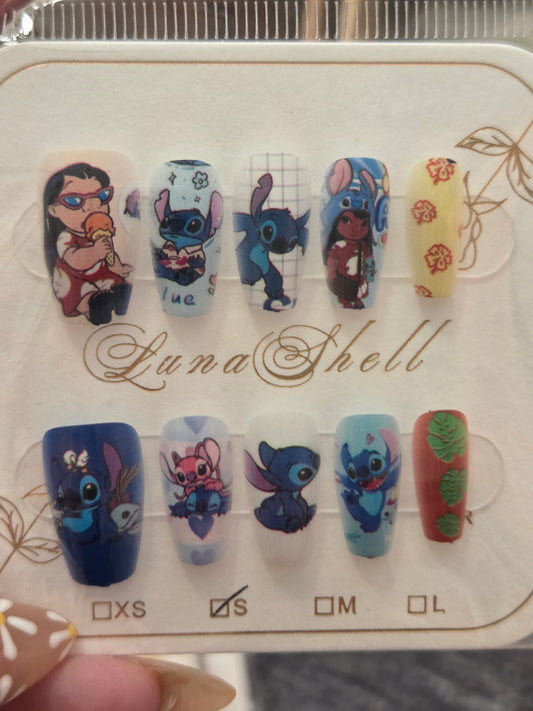 Blue Alien Press-On Nails