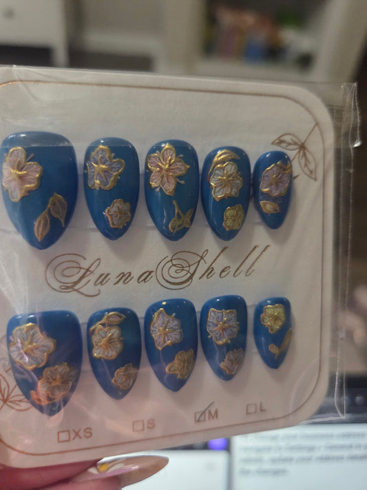 Cerulean Bloom Press-On Nails