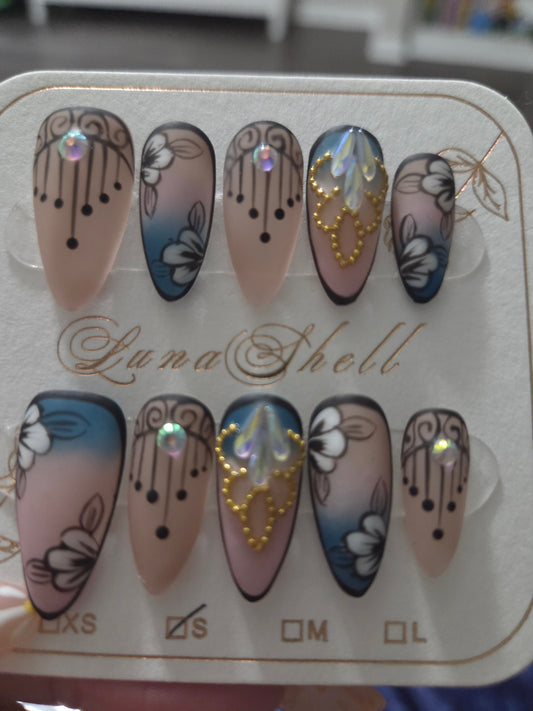Noir Petals Press-On Nails