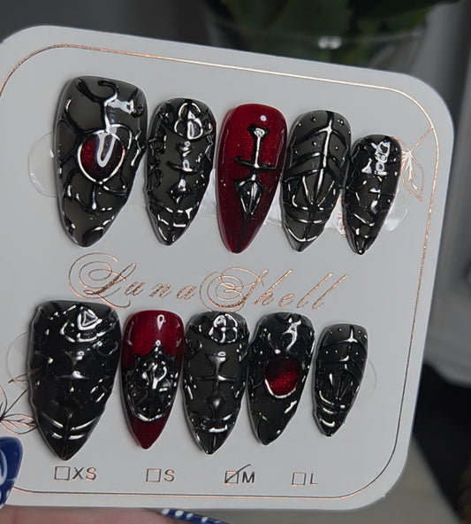 Crimson Oath – Warrior's Edition Press-On Nails